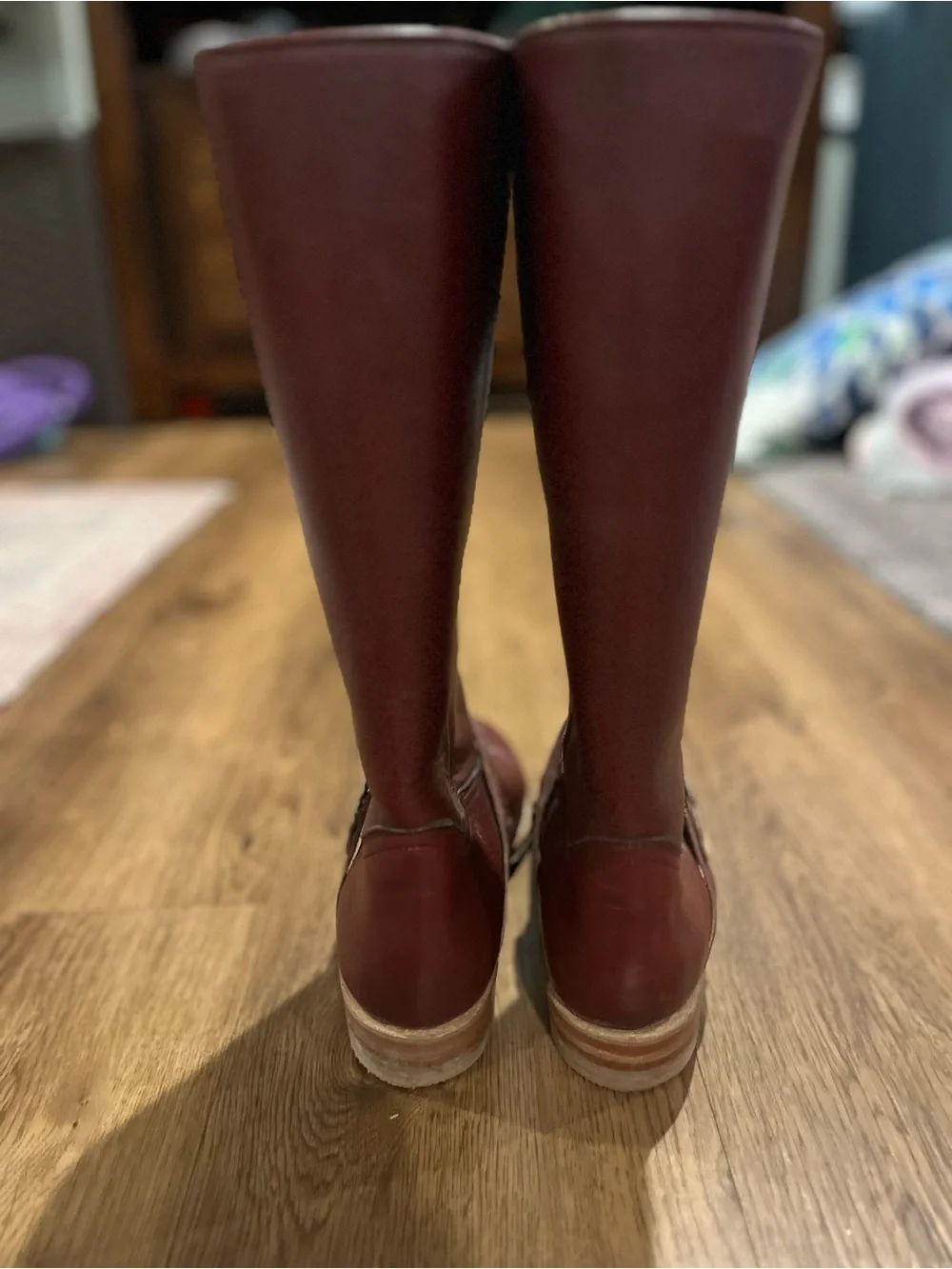 Frye Tall Leather Riding Boots in Burgundy 6.5